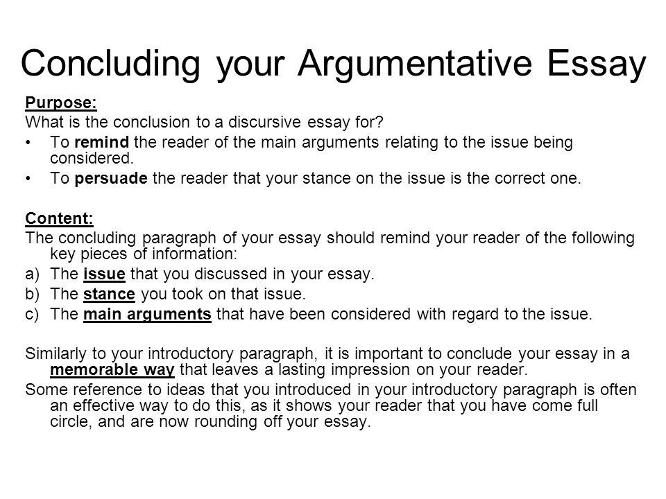 Conclusion for argumentative essay